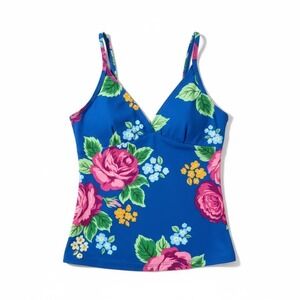 Matilda‎ Jane Sz Medium Tankini Top 'To The Beach' Blue Floral Modest New W/Tags